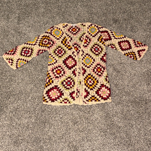 Johnny Was Granny Square Crochet Cardigan Sweater - Picture 2 of 7